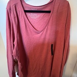 torrid Dusty Rose V-Neck Long Sleeve Tee